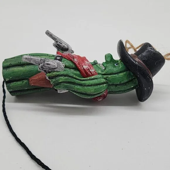 Rustic Country Western Christmas Ornament Cowboy Cactus Figurine Sheriff - Picture 6 of 8